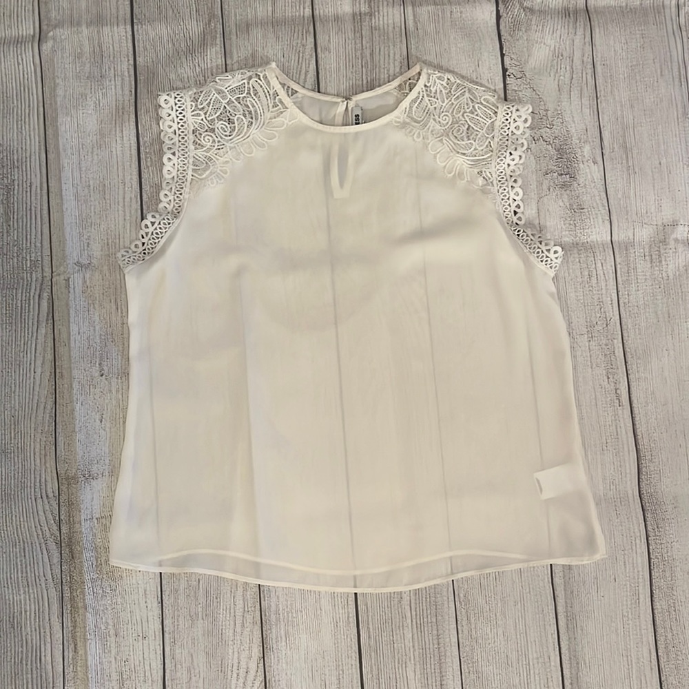 NWOT Express Cream Lace Shoulder Blouse